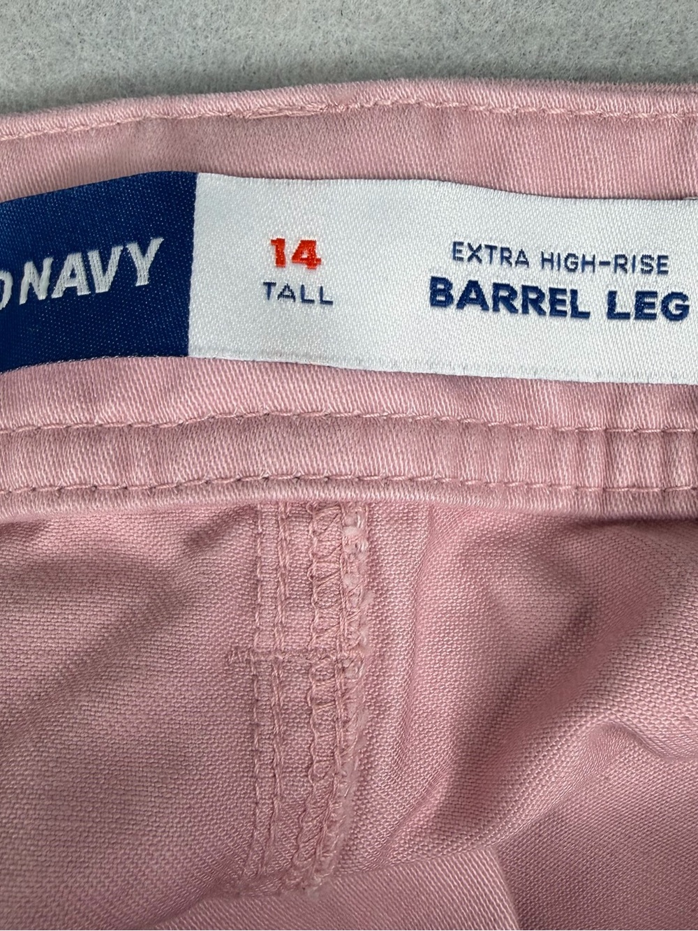 Old Navy Extra High Rise Barrel Leg Chino Pants Pink Women’s 14 Tall Cotton - Picture 5 of 7